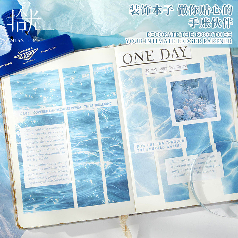 Time-Traveling Water Ripple Background Material Paper, Ins-Style Fresh DIY Journal Collage Material Background Paper, 20 Sheets, Cross-Border