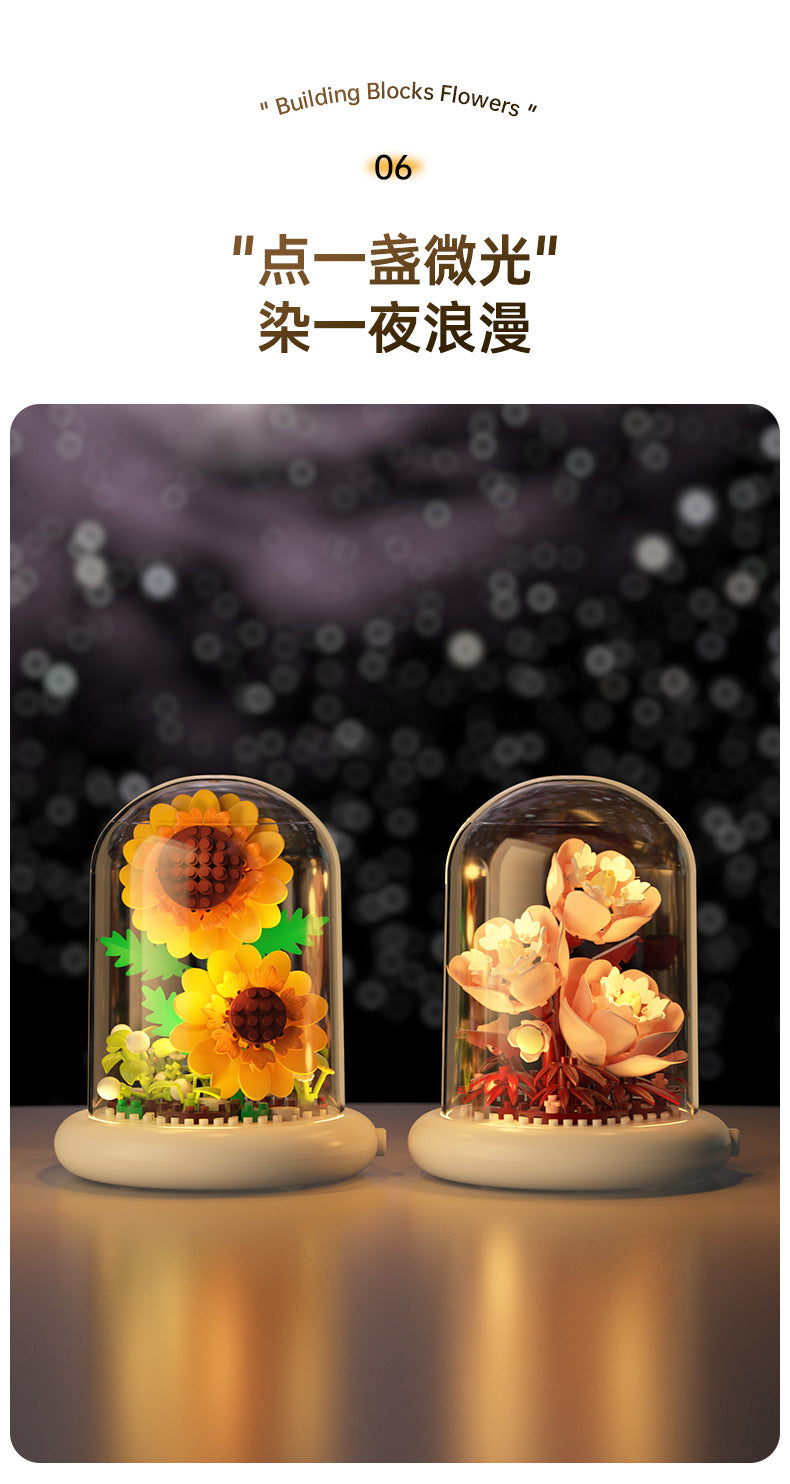 [wholesale generation] simulation of eternal flowers lily rose blocks compatible with Lego toy ornaments Valentine's Day gift