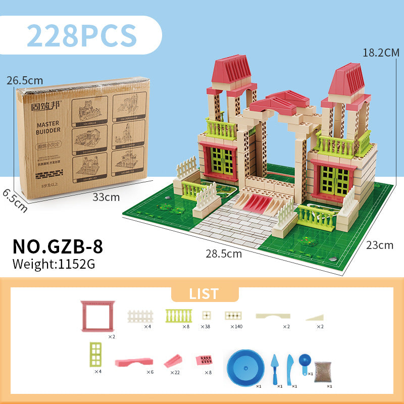 Cross-border New Products Mason Brick Building Mini Brick Hand-assembled Building House Villa Model Toys