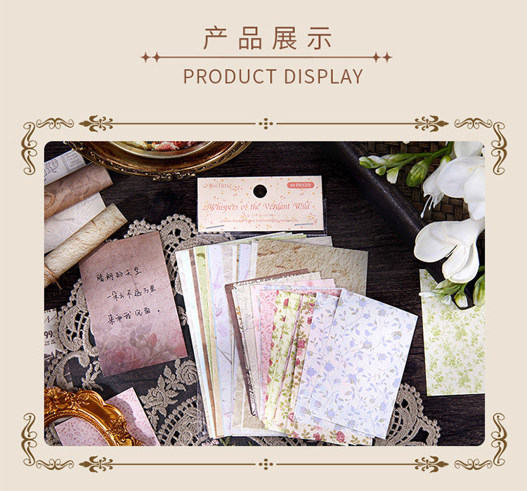 Picking up Korean Material Paper Qingye Whispering Series ins Small Fresh Broken Flowers diy Hand Account Collage Background Material