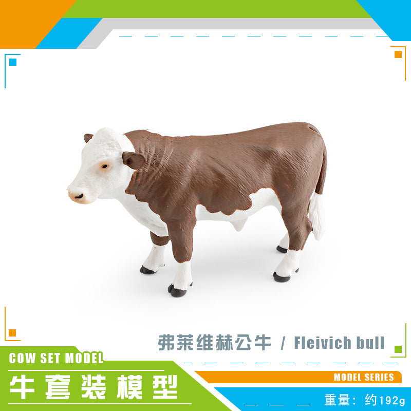 Cross-border simulation farm animal cow model flavich bull Charolais ranch desktop decoration toy