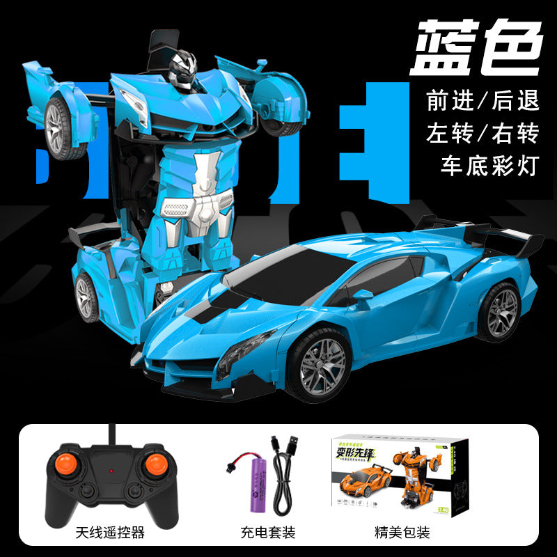 Cross-Border Rc One-Click Deformation Car Electric Robot Model Boy King Kong Kidsren's Toy Rechargeable Remote Control Car