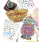 Infeel.Mepet White Card Scenery Stickers, Vintage Item Restorer, Miniature Stereo Chinese-Style Fun Stickers
