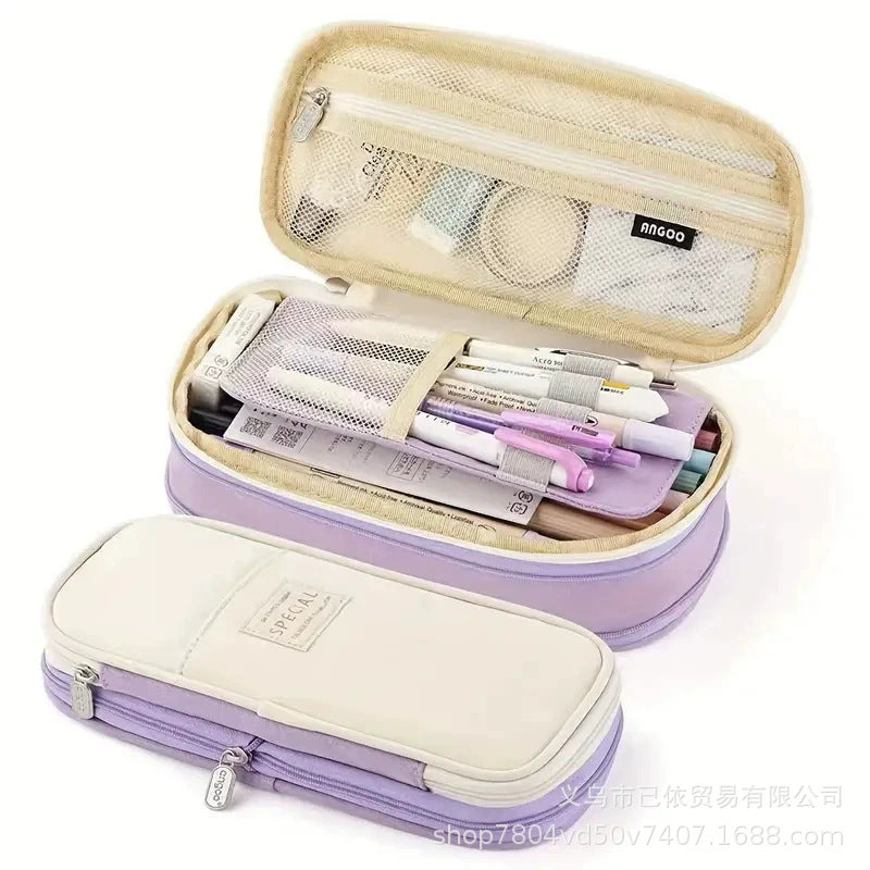 Oxford Cloth Large-Capacity Double-Zipper Multi-Layer Pencil Case Multi-Functional Stationery Box for Primary and Secondary School Students in the Back-To-School Season Wholesale from Manufacturers