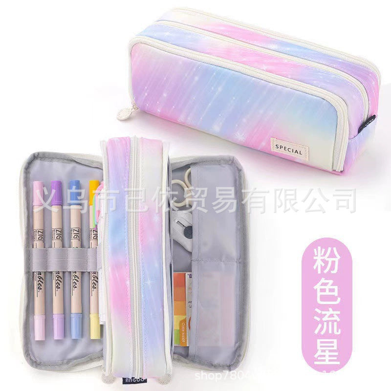 Oxford Cloth Pencil Case with Large Capacity and Multi-Layer Design, Stationery Box for Primary and Secondary School Students, High Aesthetic Value, Simple and Waterproof, Direct from the Source Factory