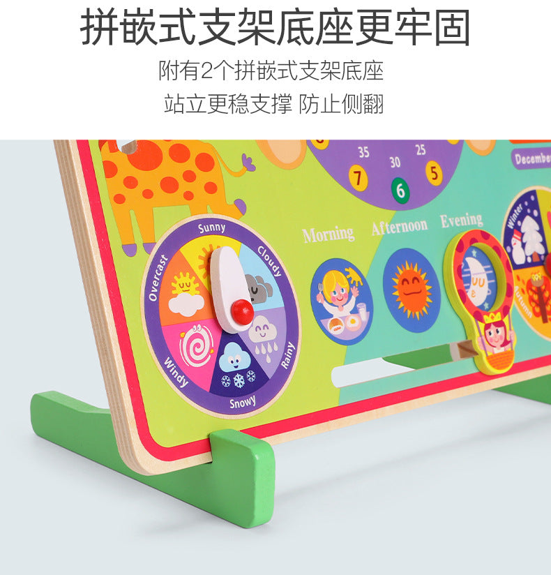 Children's Clock Teaching Aids Montessori Calendar Clock Board Children's Learning Time Clock Cognition Kindergarten Early Education Toys