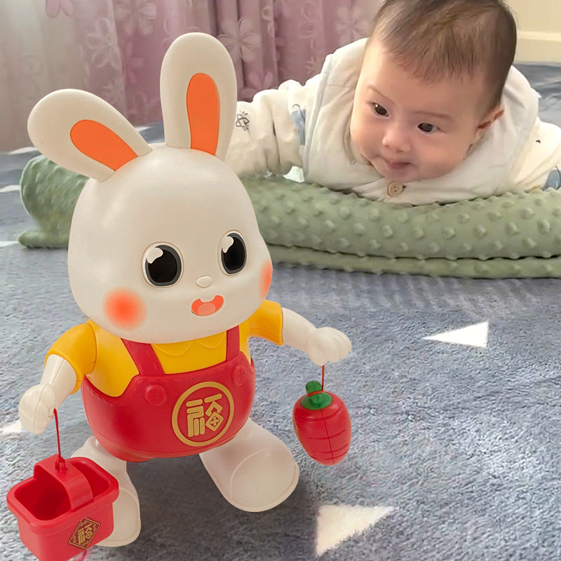 Shake the sound Net Red will sing and dance robot small lucky rabbit toy electric swing children's toy early education stall goods