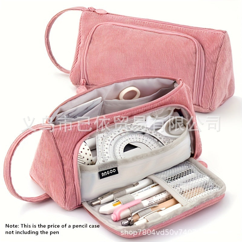 Triangular Large-Capacity Pencil Case and Stationery Box, Thickened Partitioned Storage Student Stationery Bag for Primary, Middle, and High School Students Wholesale