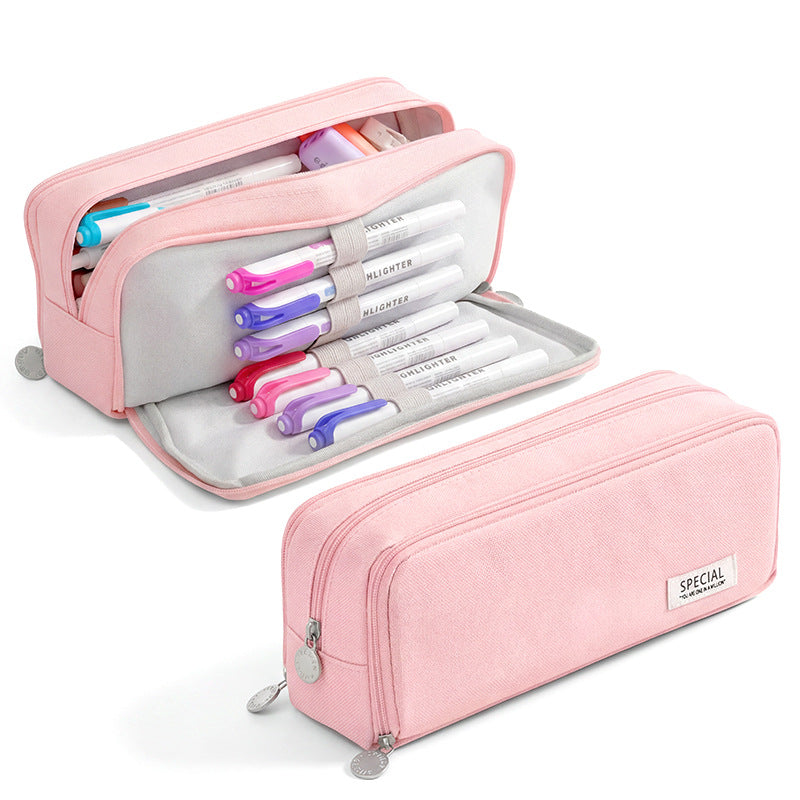 Oxford Cloth Pencil Case with Large Capacity and Multi-Layer Design, Stationery Box for Primary and Secondary School Students, High Aesthetic Value, Simple and Waterproof, Direct from the Source Factory