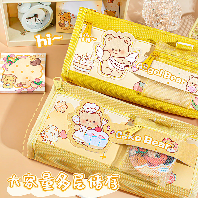 2026 New Pencil Case, Bear Coin Purse Pencil Case, Large Capacity Layered Pencil Box, Stationery Bag, Cute Student Style