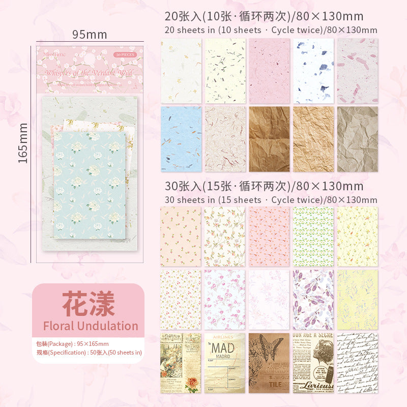 Picking up Korean Material Paper Qingye Whispering Series ins Small Fresh Broken Flowers diy Hand Account Collage Background Material