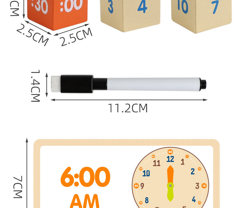 Specialized Clock Teaching Aids for Elementary School: Clock Models for First and Second Graders, Alarm Clock Face, Children's Learning Time Toys
