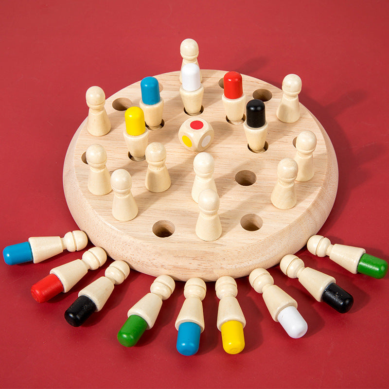 Cross-border children's wooden early education color memory chess thinking logic concentration training parent-child interactive puzzle board game