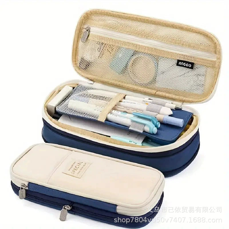 Oxford Cloth Large-Capacity Double-Zipper Multi-Layer Pencil Case Multi-Functional Stationery Box for Primary and Secondary School Students in the Back-To-School Season Wholesale from Manufacturers