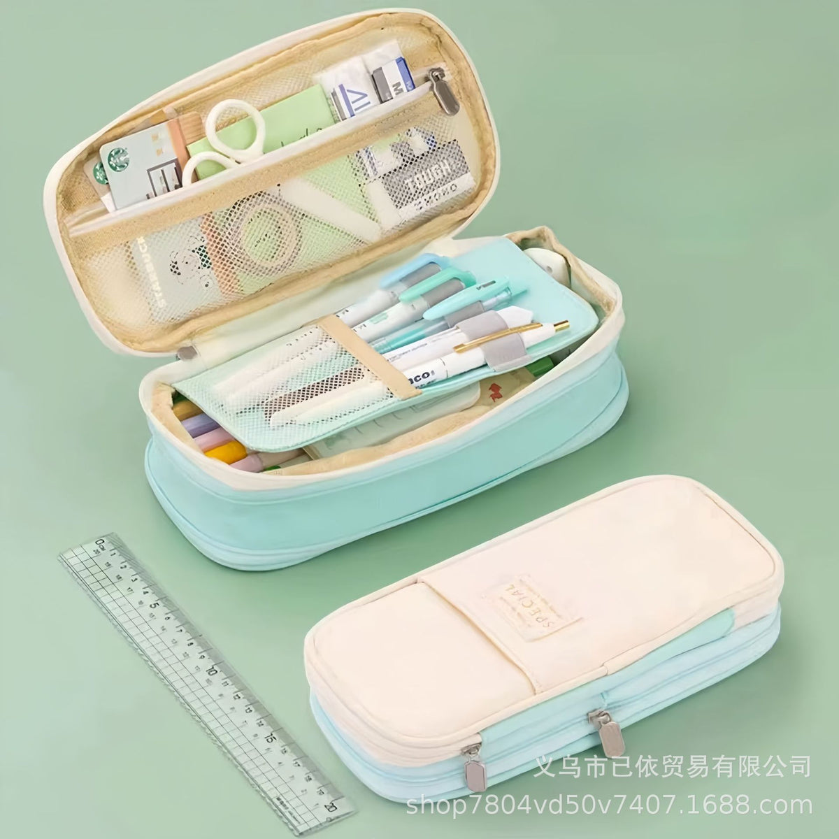 Oxford Cloth Pencil Case with Large Capacity and Multi-Layer Design, Stationery Box for Primary and Secondary School Students, High Aesthetic Value, Simple and Waterproof, Direct from the Source Factory