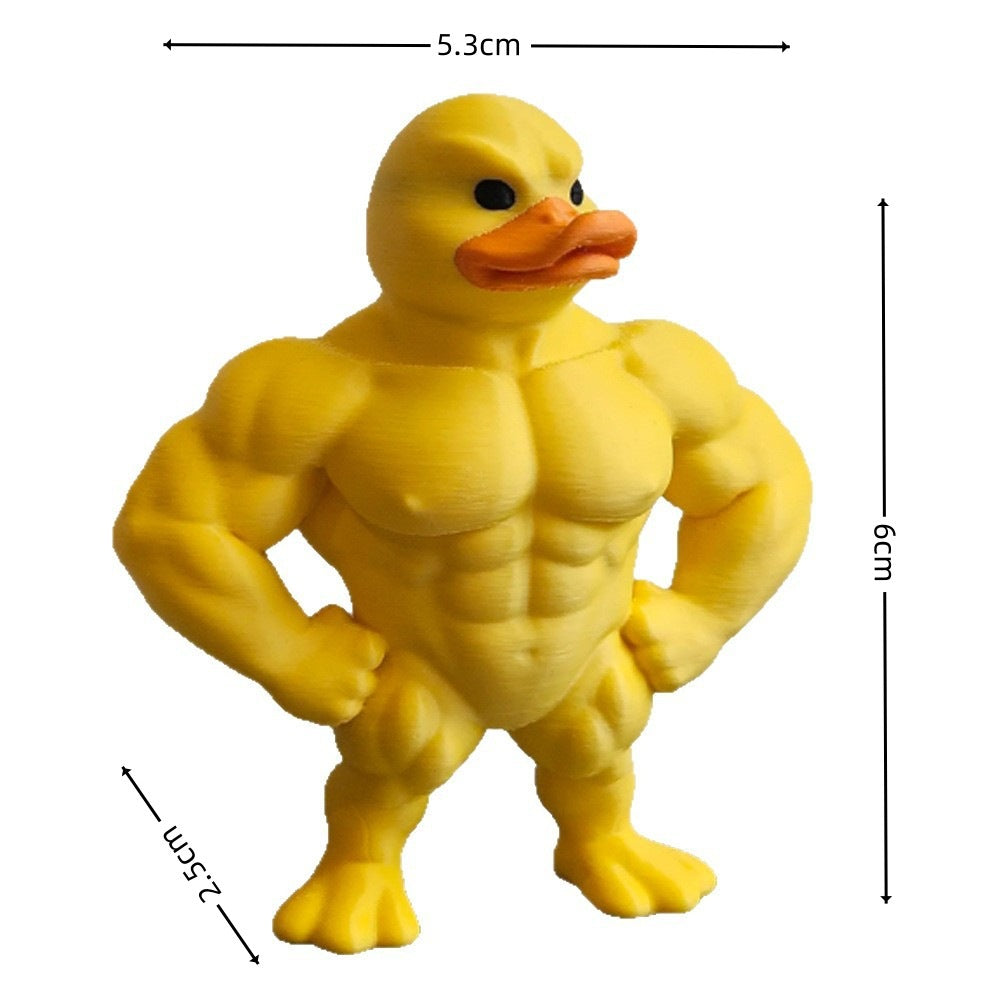 Muscle Little Yellow Duck Toy Funny Standing Duck Home Decoration Desktop Ornament Gift for Friends Model