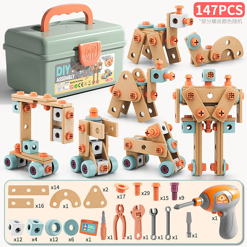 Children's DIY Tool Box Complete Set with Screws and Nuts, Children's Toys, Educational Electric Drill for Assembly and Disassembly