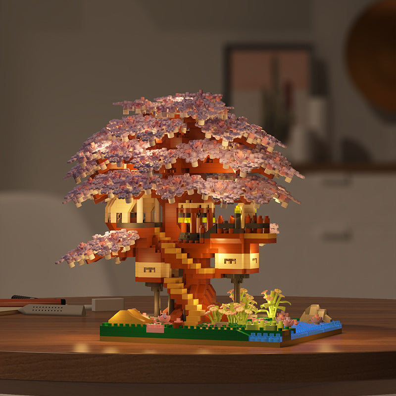Wow, custom cherry tree building blocks assembled children's toys boys and girls Valentine's Day gift Jihui M2109