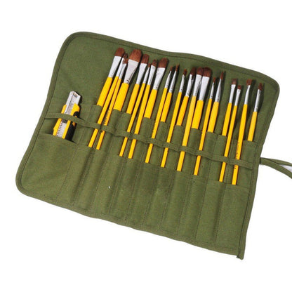 Canvas Oil Painting Pen Bag Roller Curtain Gouache Simple Solid Color Foldable Pencil Bag Art Storage Bag