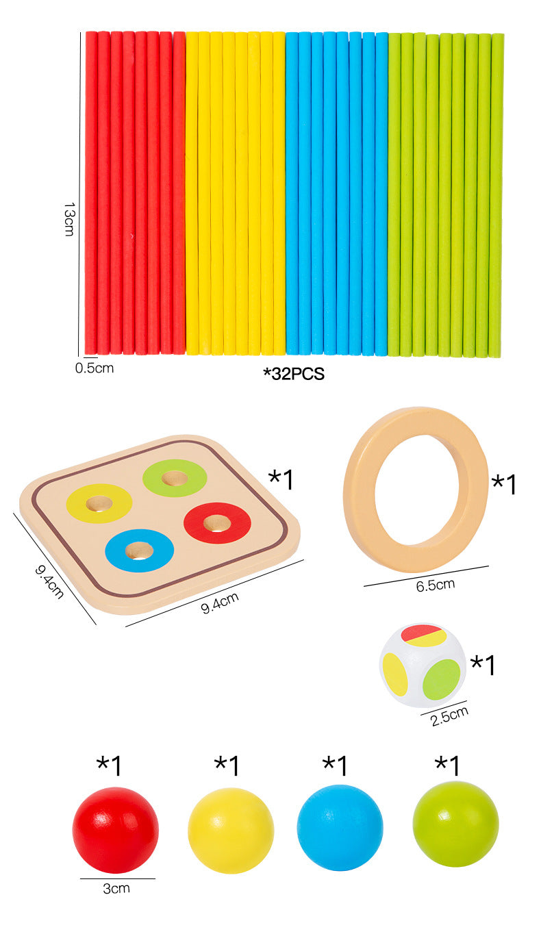 Wooden Kidsren's Stick Insertion Game Baby Draw Stick Color Cognitive Pitching Montessori Family Interactive Toy