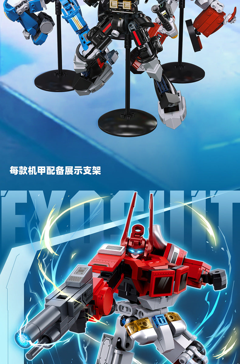 Little Luban Building Blocks Children's Educational Assembled Car Model Transforming Mecha Robot Compatible with Lego Boy Toys