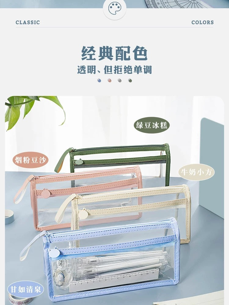 Transparent Pencil Case for Exams, Simple Pencil Bag for High School Students, Large Capacity Pvc Pencil Case in Stock