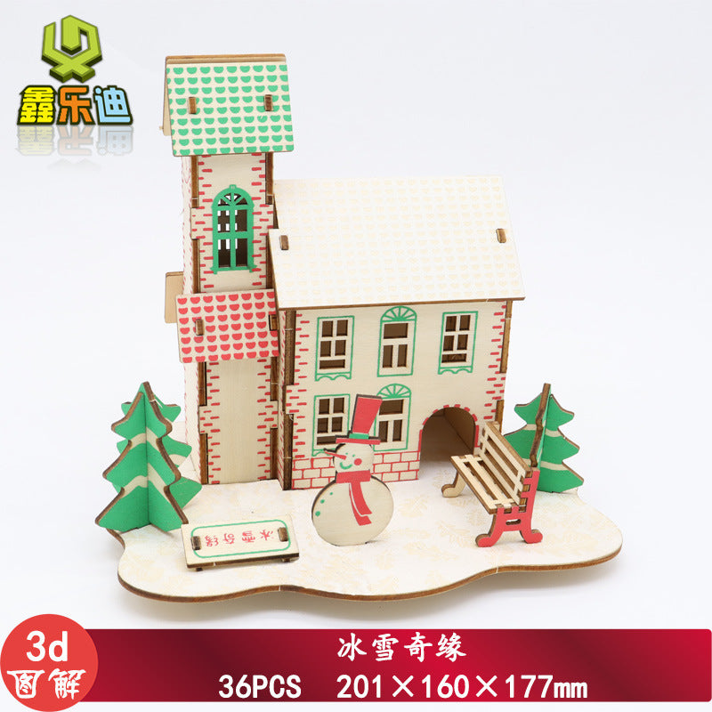 diy hut assembled small house model children's puzzle handmade three-dimensional jigsaw puzzle stall children's toys