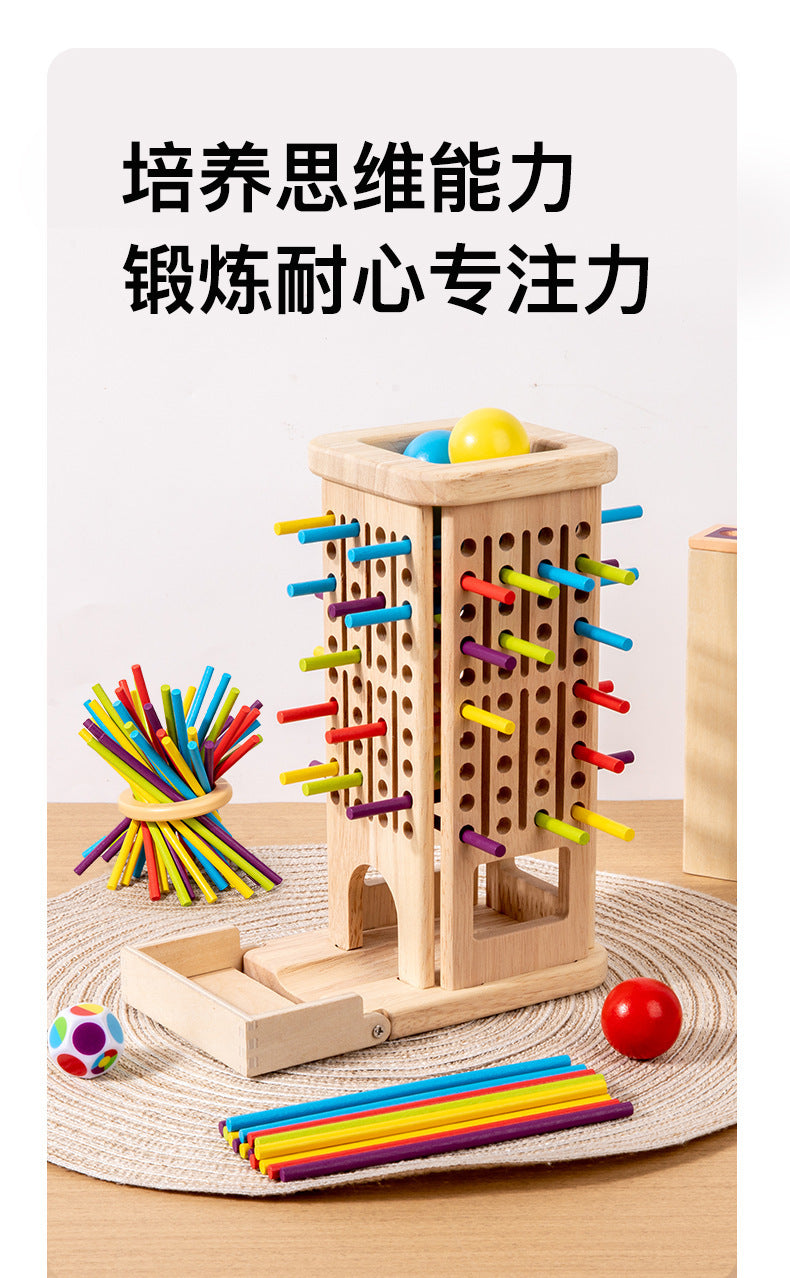 Early Education Children's Three-in-One Stick Game Baby Stick Color Classification Pitching Montessori Wooden Toys
