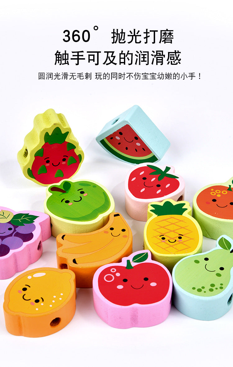 Beaded Balance Building Blocks Animal Traffic Fruits and Vegetables Rope Stacked High Children's Educational Early Education Wooden Toys