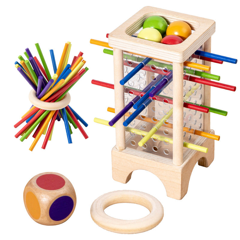 Wooden Kidsren's Stick Insertion Game Baby Draw Stick Color Cognitive Pitching Montessori Family Interactive Toy