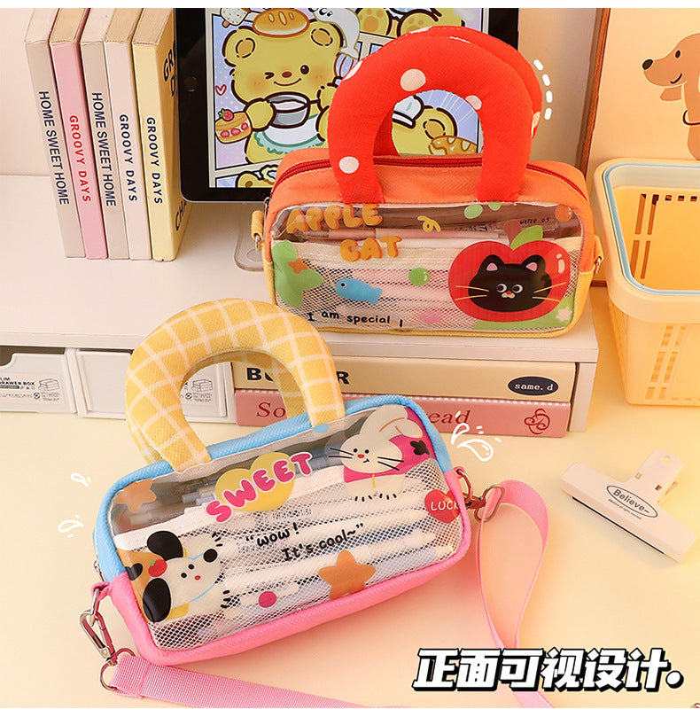 Good-Looking Student Handbag, Small Backpack, Cute Contrasting Color Small Shoulder Bag, Stationery Bag, Large Capacity Pencil Case