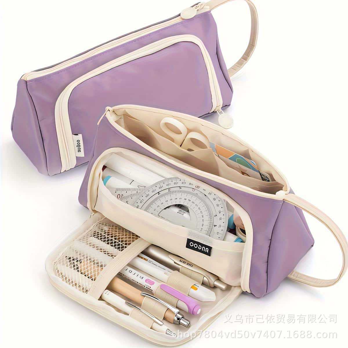 Large-Capacity Retractable Pencil Case Stationery Box in Japanese and Korean Style, Macaron Color, Upgraded Version for Primary and Secondary School Students, in Stock