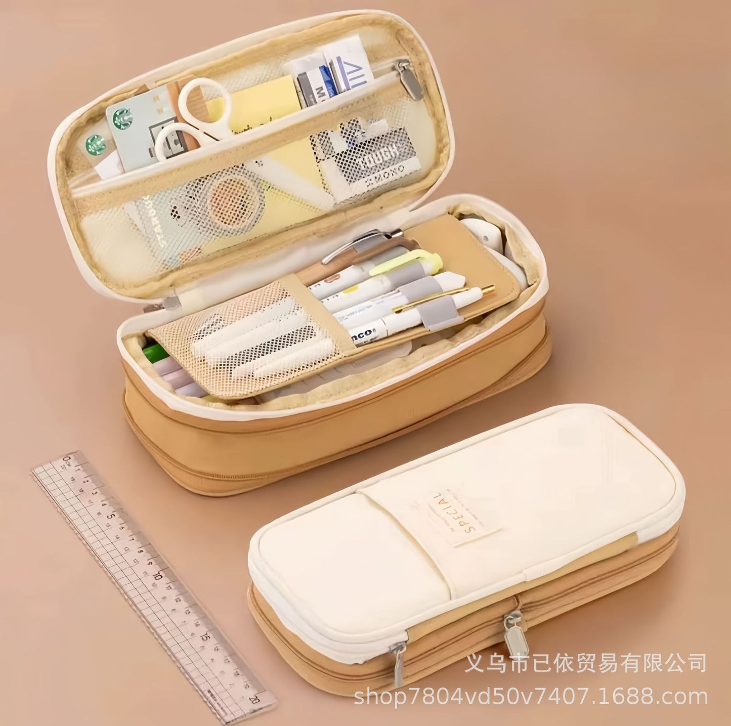 Oxford Cloth Pencil Case with Large Capacity and Multi-Layer Design, Stationery Box for Primary and Secondary School Students, High Aesthetic Value, Simple and Waterproof, Direct from the Source Factory