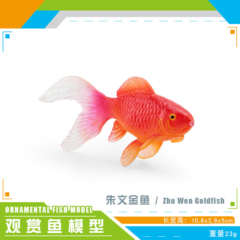 Cross-border export simulation ornamental fish with base model mini goldfish Koi set Marine static ornaments toy