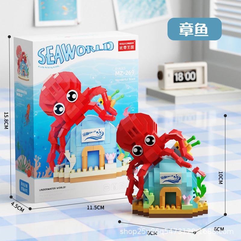 Children's Day Gift Compatible Lego Marine Animals Shark Clownfish Cartoon Doll Assembled Building Blocks Toy