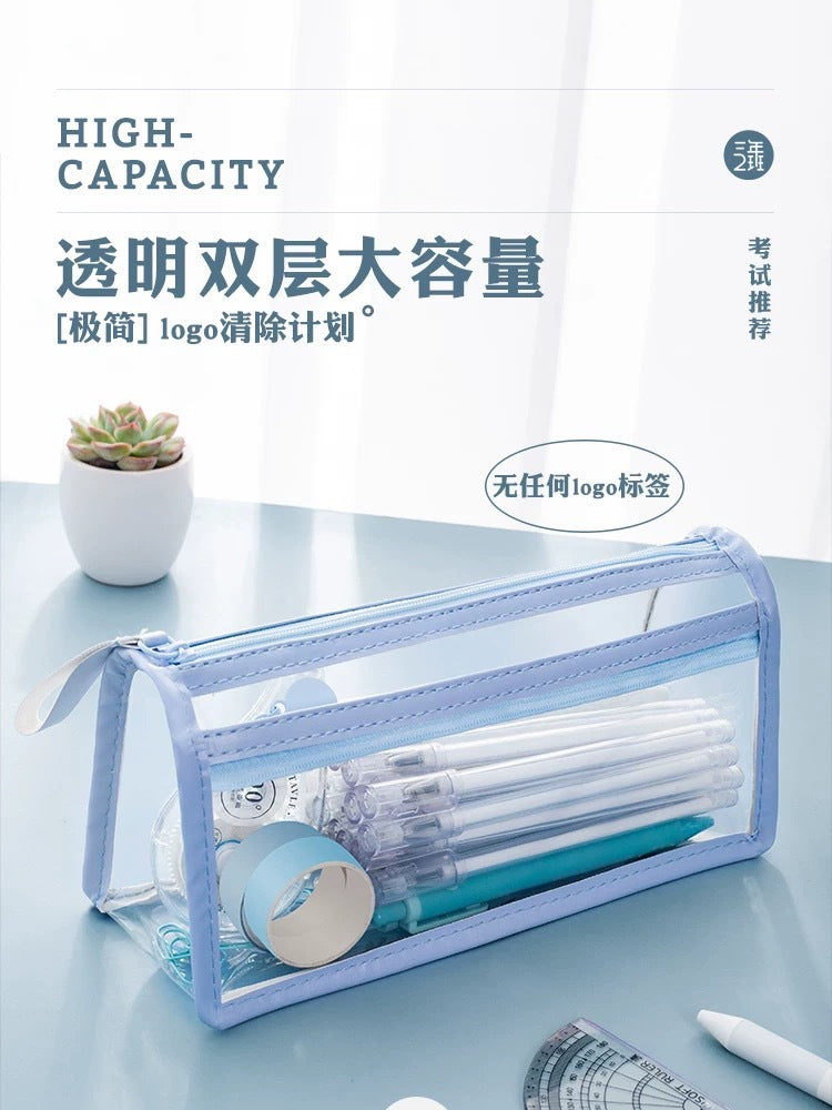 Transparent Pencil Case for Exams, Simple Pencil Bag for High School Students, Large Capacity Pvc Pencil Case in Stock