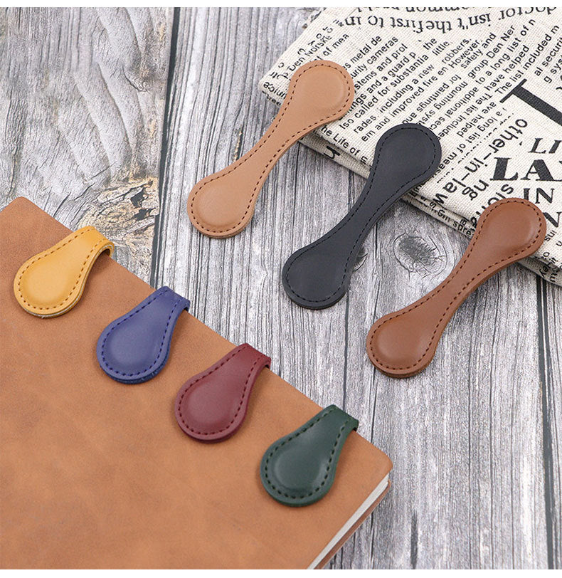 European-Style Retro Genuine Leather Magnetic Bookmarks, Creative Magnetic Planner Markers, Student Reading Page Clips, Magnetic Bookmarks