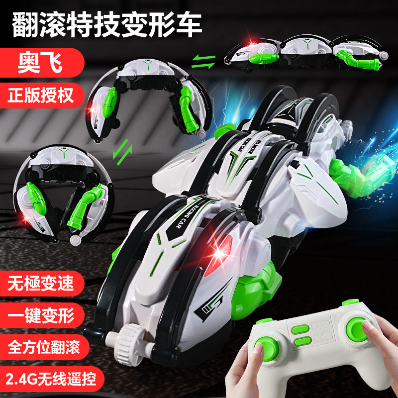 Cross-border dragon armor rollover stunt remote control car 2.4G high-speed driving deformation fall-resistant rollover children drift toy car