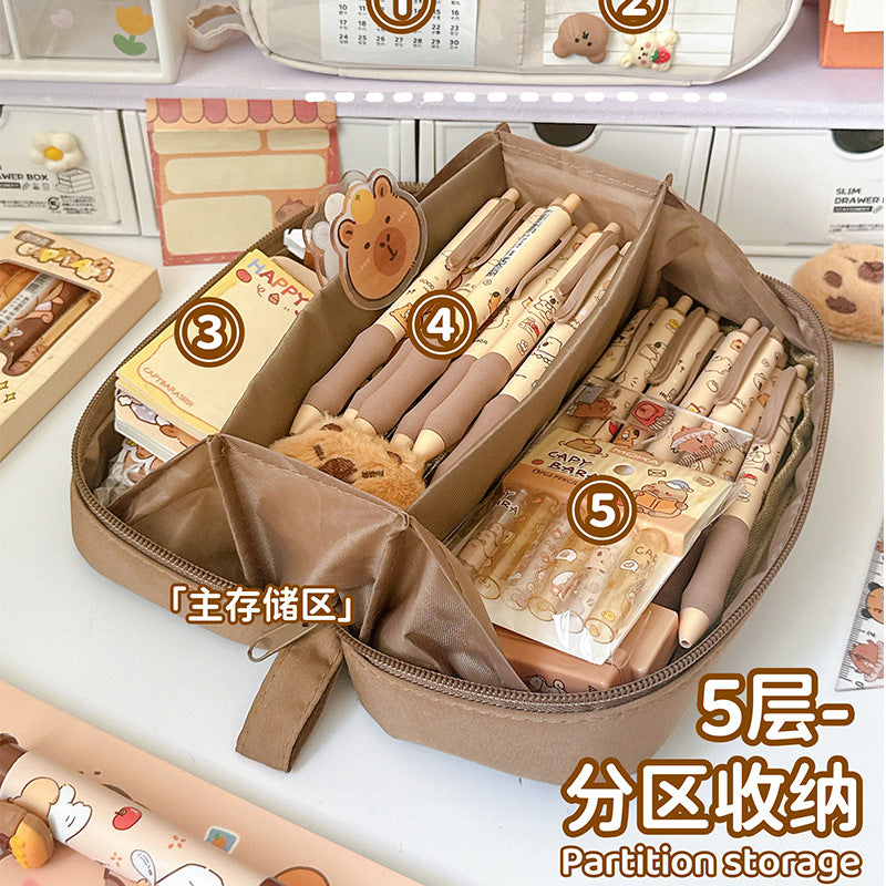 New Volcano Pencil Bag Large Capacity High Color Value Stationery Box for Men and Women Students 2025 Super Fire Pencil Case Storage Bag