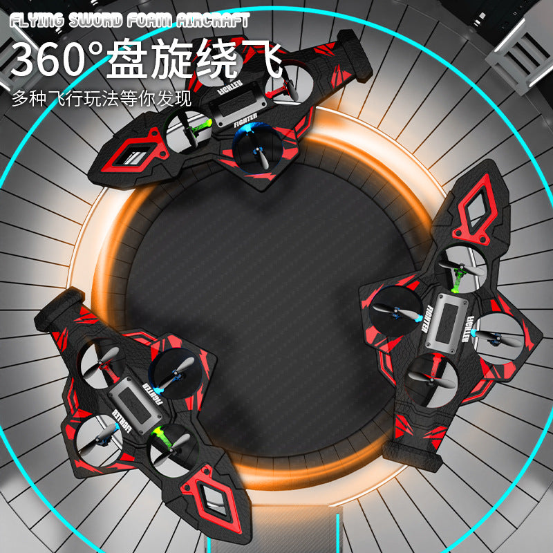 Cross-Border New Remote Control Flying Sword Gravity Sensing Stunt Foam Colorful Light Charging Model Resistant to Falling Sword Flying Aircraft