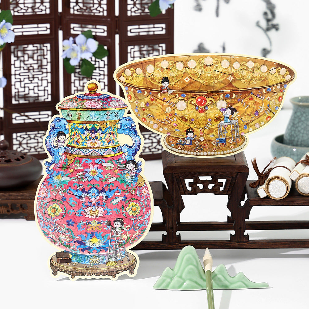 Infeel.Mepet White Card Scenery Stickers, Vintage Item Restorer, Miniature Stereo Chinese-Style Fun Stickers