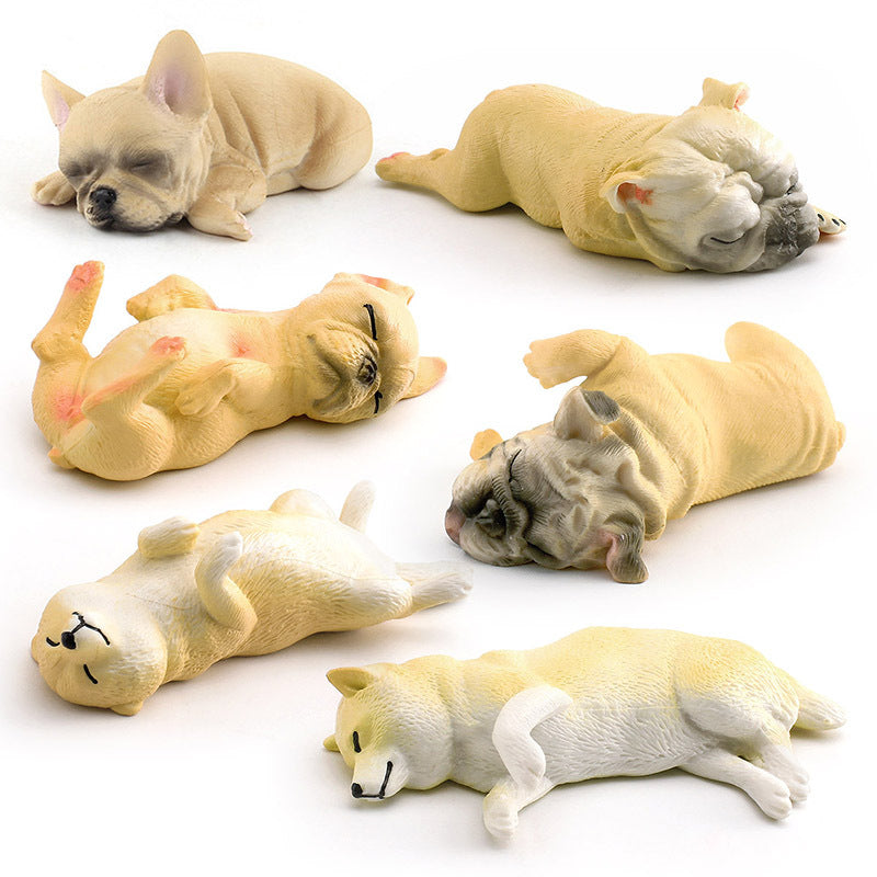 Cross-border Children's Cognitive Simulation Pet Dog Model Sleeping Posture French Bulldog Chai Dog Decorative Ornament Toy