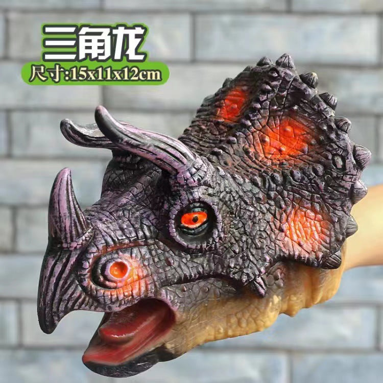 Dinosaur Hand Puppet Cross-Border Wholesale Gloves Soft Rubber Triceratops Tyrannosaurus Rex Children's Simulation Animal Model Boy Toy