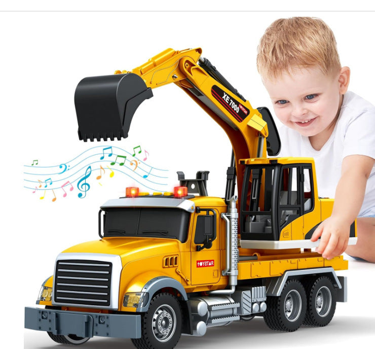 Cross-border simulation trailer toy inertia flat rescue large engineering car boy road transport toy car wholesale