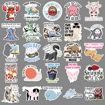 50 cartoon animal quotation stickers text creative graffiti notebook mobile phone book goo card suit stickers