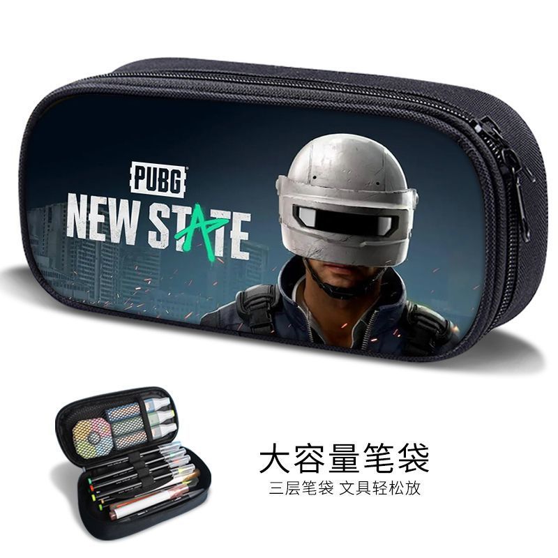 Sand Sculpture Pencil Bag for Boys, Multifunctional Stationery Box for Primary and Secondary School Students, Pubg Game Stationery Bag, Kidsren's Trendyy Pencil Bag