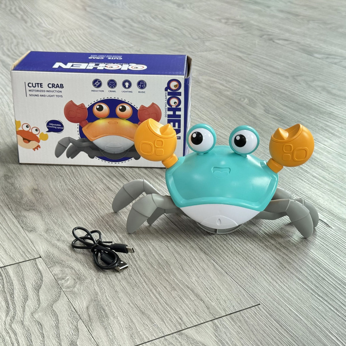 Cross-border Children's Induction Electric Crab Baby Charging Luminous Music Crawling Escape Escape Obstacle Crab Toy
