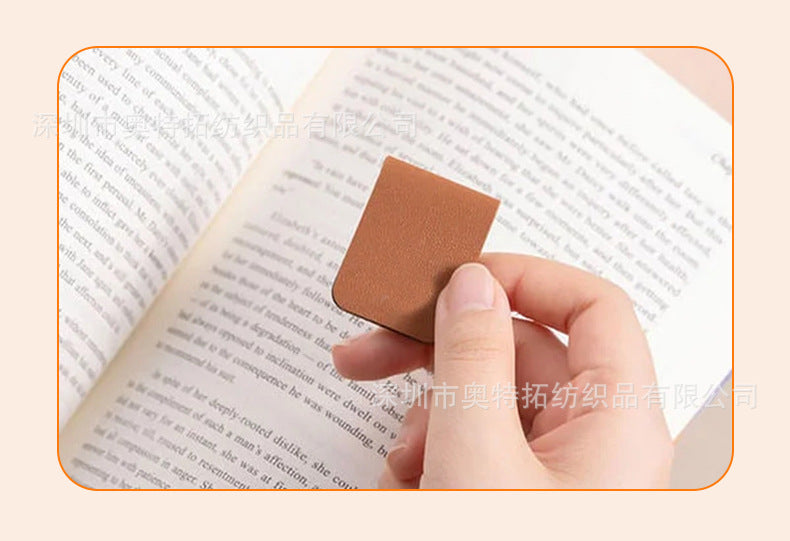 in stock Dopamine Color Magnetic Leather Bookmark Square Magnetic Bookmark Graduation Gift Bookworm Reading Pagination Clip
