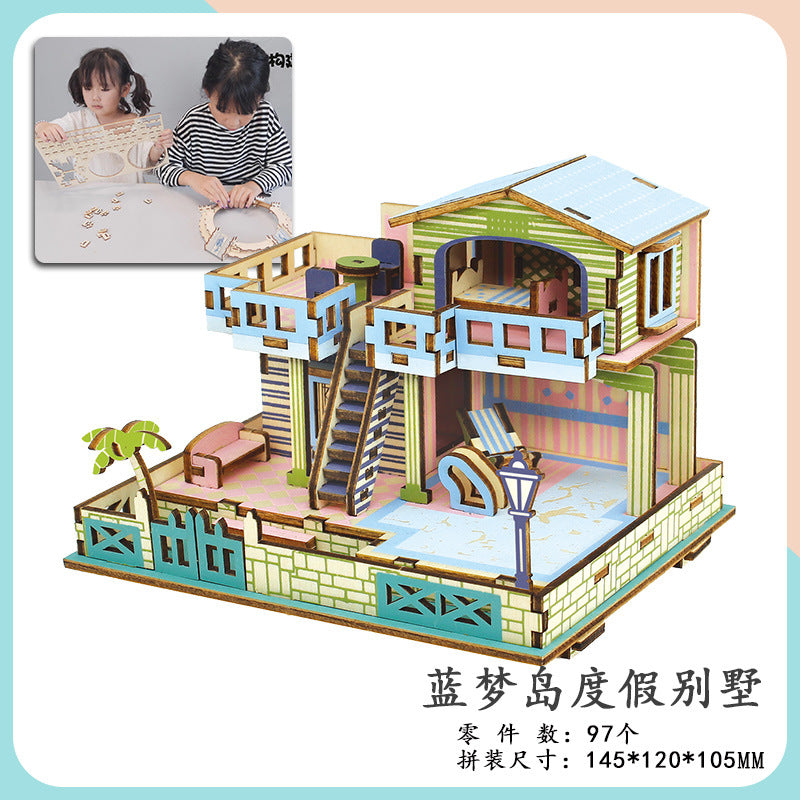 diy hut assembled small house model children's puzzle handmade three-dimensional jigsaw puzzle stall children's toys