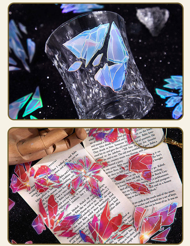 Pet Sticker Pack Crystal Story Series Crystal Ore Silver Hot Stamping Die-Cut Journal Decoration Stickers Cross-Border